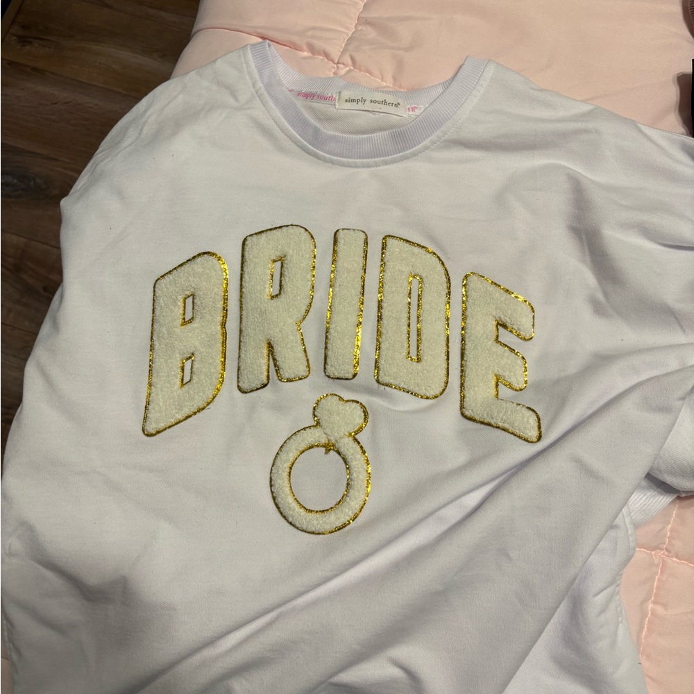 White Bride Sweatshirt with Gold Accents